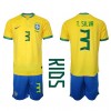 Brasilien Thiago Silva #3 Hemmaställ Barn VM 2022 Korta ärmar (+ Korta byxor)